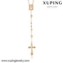 43267 Rosario Xuping collar de cadena chapado en oro 18k, último diseño de collar de joyas de oro saudita